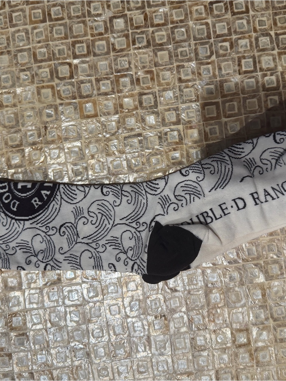 Double D Ranch Black & White Patterned Men's Crew Socks